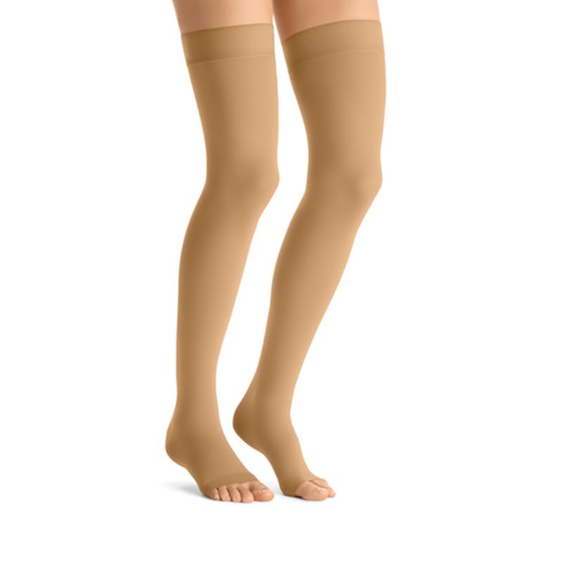 Jobst Opaque Women, Thigh High W/Sil Dot Band, 15-20mmhg, Xl, Honey, Open Toe