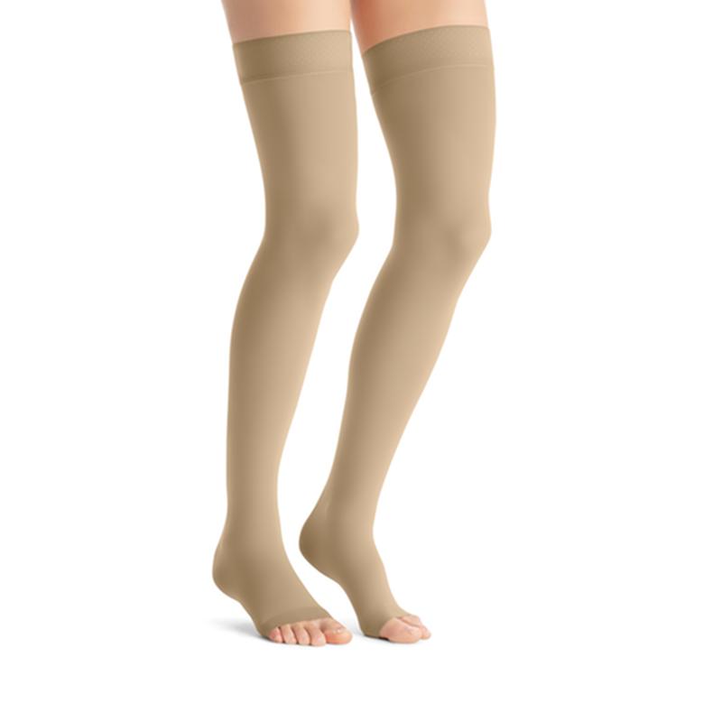 Jobst Opaque Women, Thigh High W/Sil Dot Band, 20-30mmhg, Lg, Natural, Open Toe