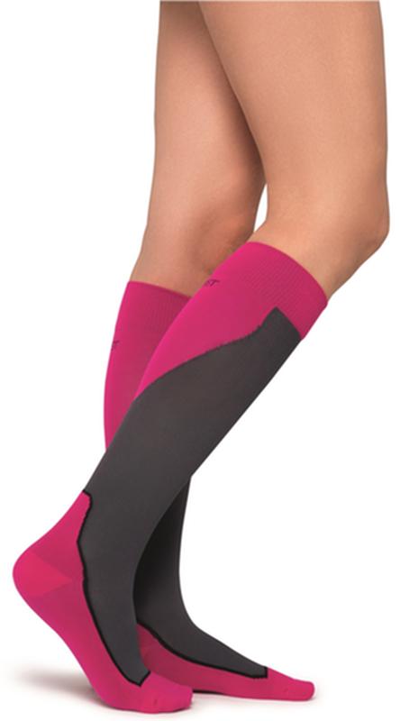 Jobst Sport Stocking Unisex, 15-20mmhg, X-Lg, Pink/Grey, Knee-High Closed Toe