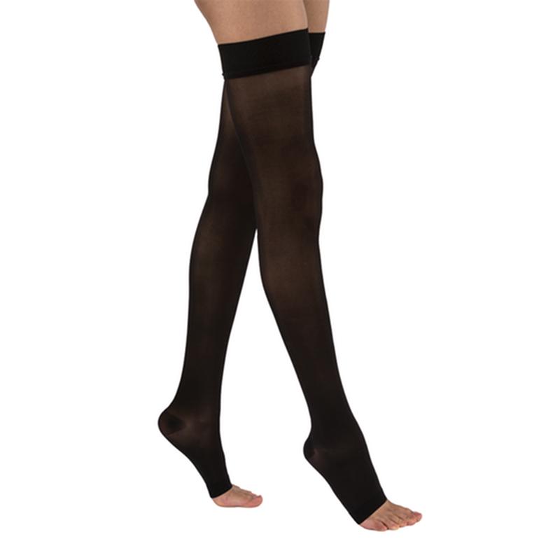 Jobst Ultrasheer Women, Thigh High W/Sil Dot Band, 20-30mmhg, Sm, Classic Black, Open Toe