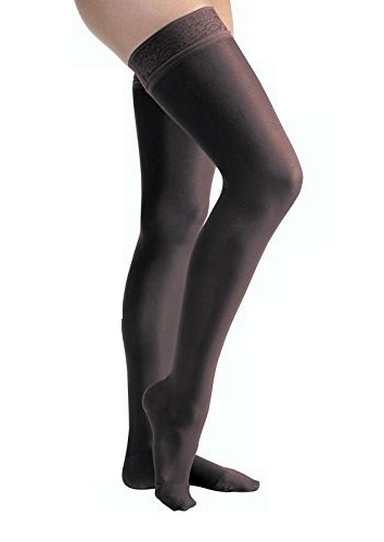 Jobst Ultrasheer Women, Thigh High Petite W/Sil Lace Band, 20-30mmhg, Lg, Black, Closed Toe