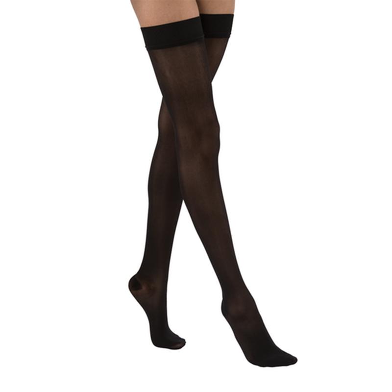 Jobst Ultrasheer Women, Thigh High W/Sil Dot Band, 30-40mmhg, Xl, Classic Black, Closed Toe