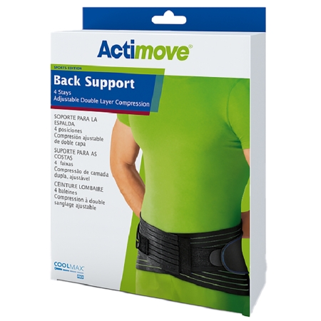 Actimove Sports Edition Back Supoort Xx-Large Black 4-Stays & Adjustable Double-Layer Compressi