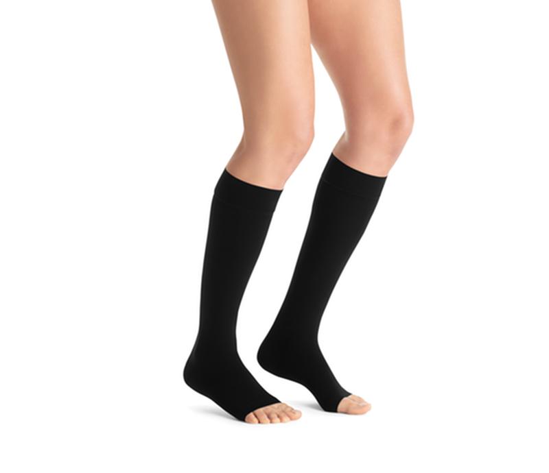 Jobst Opaque Women, Knee High, 30-40mmhg, Xl, Full Calf, Classic Black, Open Toe