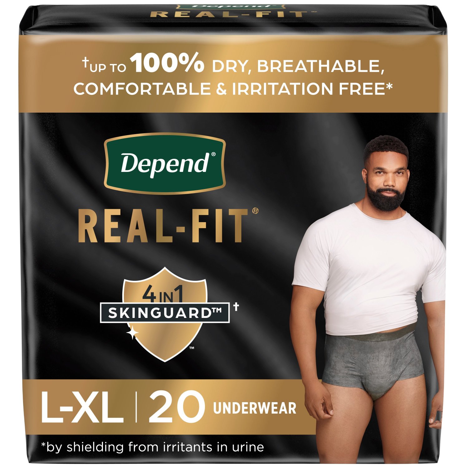 Depend Real Fit Maximum Grey Underwear Lg/Xl Male Bulk