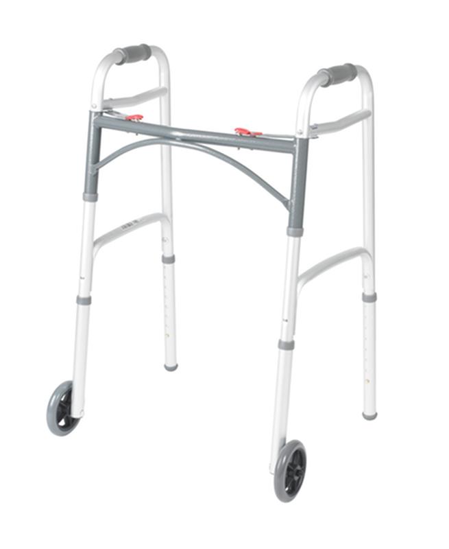 Deluxe Two Button Folding Walker With 5" Wheels * Drive Medical Item Surcharge Included In Sell Price