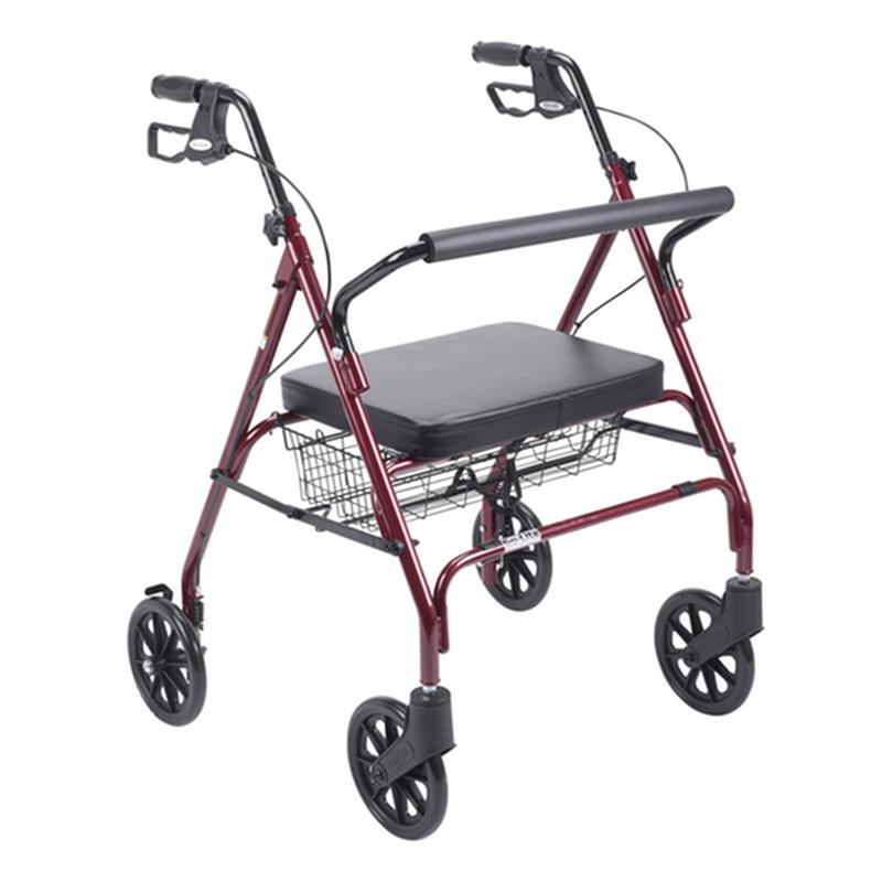 Heavy Duty Bariatric Rollator Rolling Walker With Large Padded Seat, Red * Drive Medical Item Surcharge…