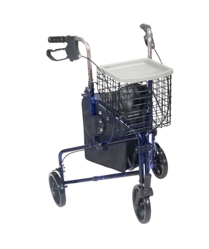 3 Wheel Rollator Rolling Walker With Basket Tray And Pouch, Flame Blue * Drive Medical Item Surcharge…