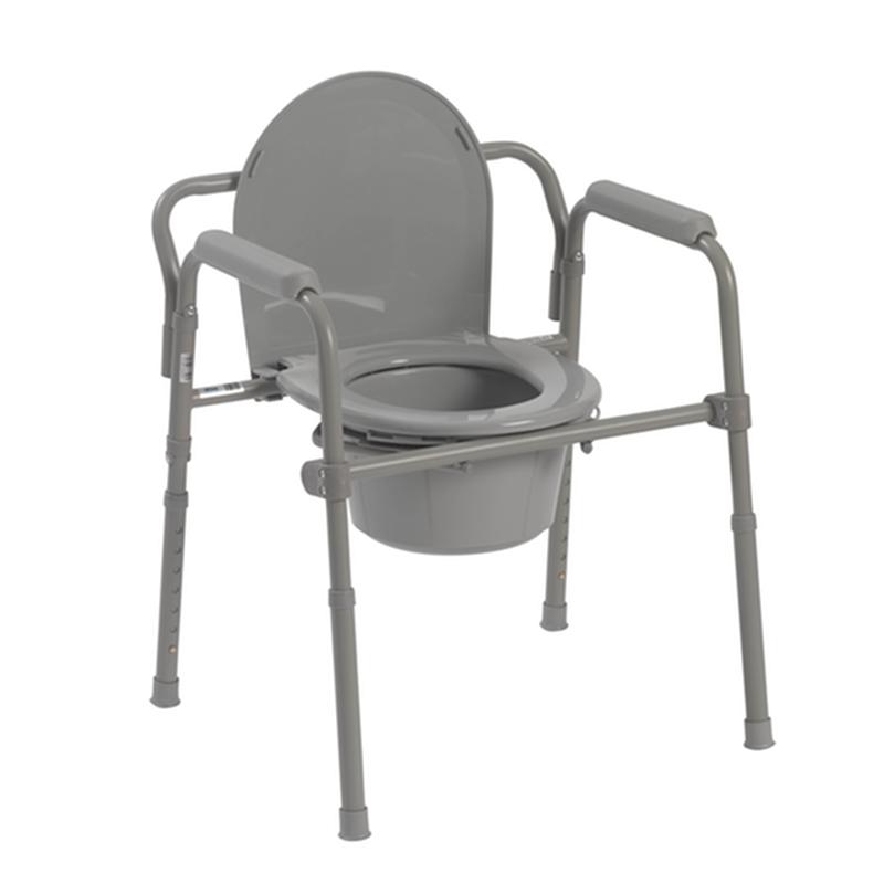 Steel Folding Deep Seat Bedside Commode, Gray * Drive Medical Item Surcharge Included In Sell Price