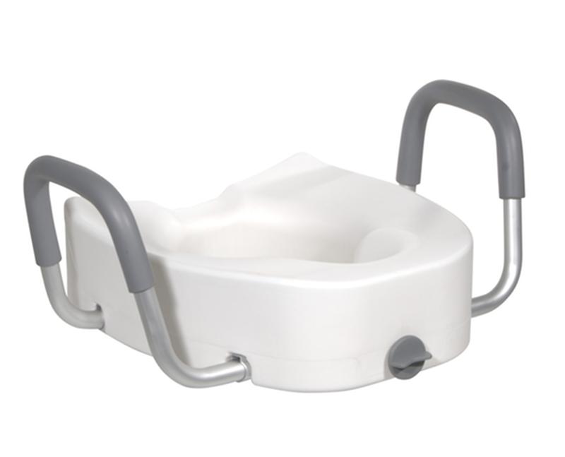 Premium Plastic Raised Toilet Seat With Lock And Padded Armrests, Elongated * Drive Medical Item Surcharge Included…