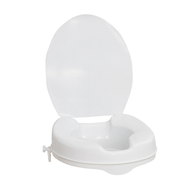 Aquasense 4" Elongated Raised Toilet Seat W/ Lid (300lbs Cap.) Plastic Tool-Free * Drive Medical Item Surcharge…