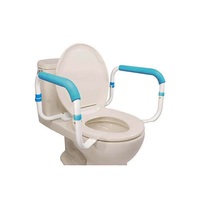 Aquasense Toilet Safety Rail Steel Frame W/ Padded Adjustable Arms (15 1/2 - 18"W) 300lbs Cap. * Drive Medical Item…