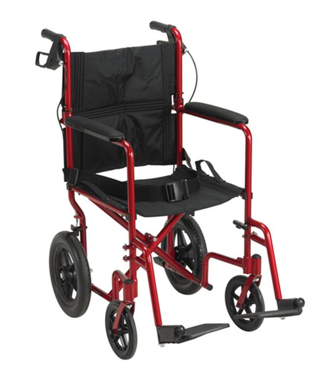 Lightweight Expedition Transport Wheelchair With Hand Brakes, Red * Drive Medical Item Surcharge…