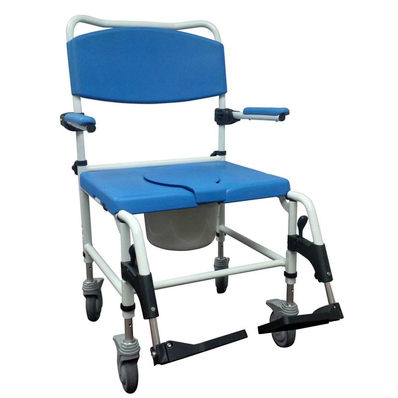 Aluminum Bariatric Rehab Shower Commode Chair With Two Rear-Locking Casters (Non Returnable) * Drive…