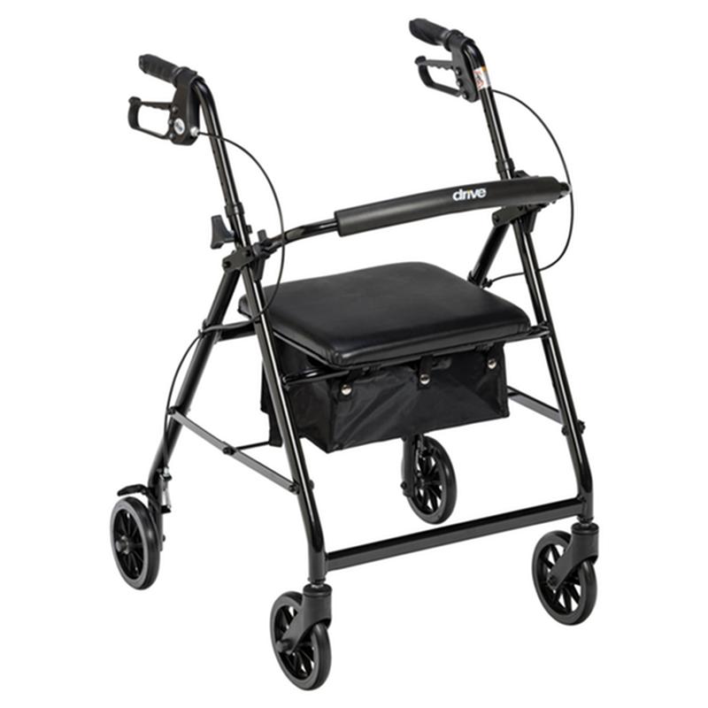 Rollator Rolling Walker With 6" Wheels, Fold Up Removable Back Support And Padded Seat, Black * Drive…