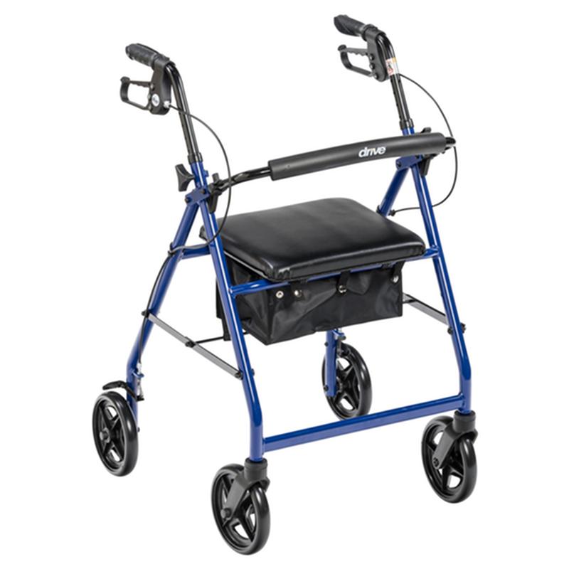 Aluminum Rollator Rolling Walker With Fold Up And Removable Back Support And Padded Seat, Blue * Drive…