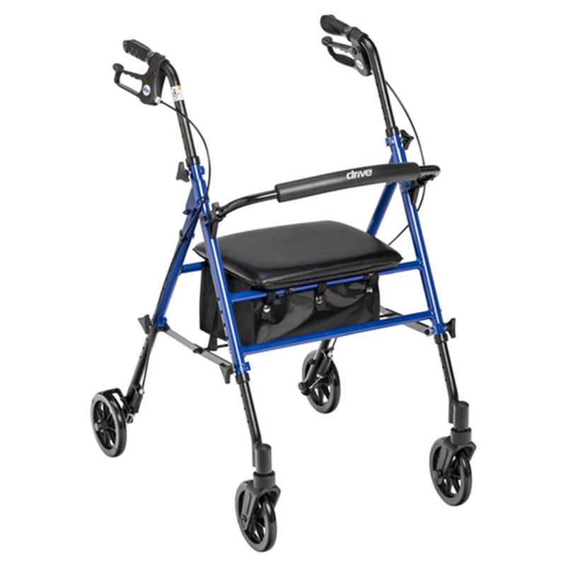 Adjustable Height Rollator Rolling Walker With 6" Wheels, Blue * Drive Medical Item Surcharge Included…
