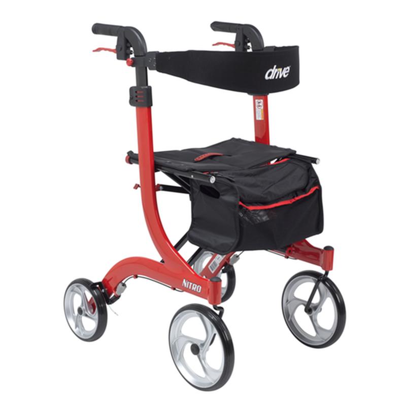 Nitro Euro Style Rollator Rolling Walker, Tall, Red * Drive Medical Item Surcharge Included In Sell Price