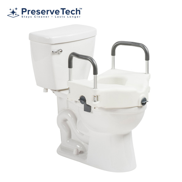 Ea Preservetech Secure-Lock Raised Toilet Seat W/ Armrests 17 1/2" X 20" X 5" Contoured (350lbs) * Drive Medical…