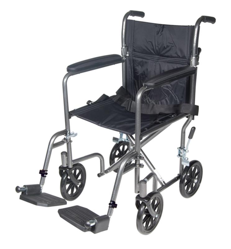 Lightweight Steel Transport Wheelchair, Fixed Full Arms, 17" Seat * Drive Medical Item Surcharge…
