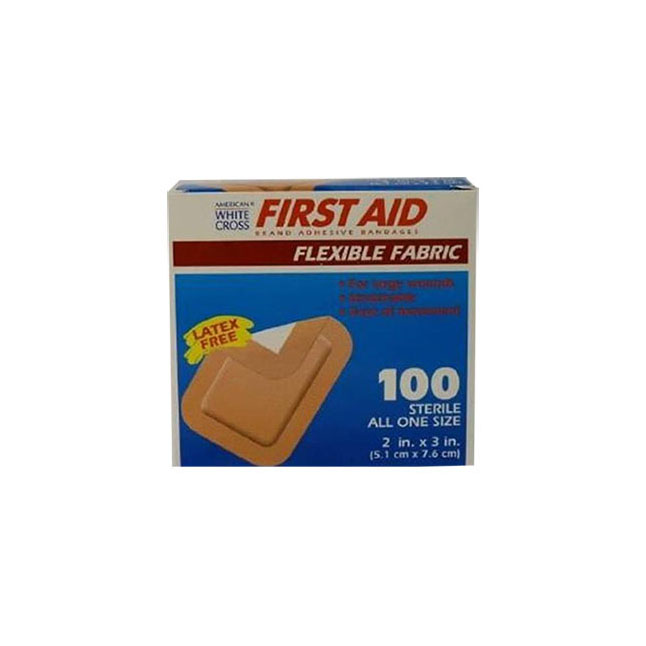 First Aid Flexible Adhesive Bandage, 2" X 3" Sterile Fabric Latex-Free