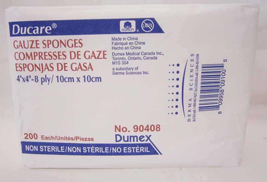 Ducare Woven Gauze Sponge 4in X 4in, 8ply, Non-Sterile