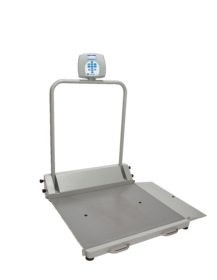 Wheelchair Scale Bariatric 1000lbs Digital W/ Usb Grey 36" X 32 1/4" One-Sided Ramp