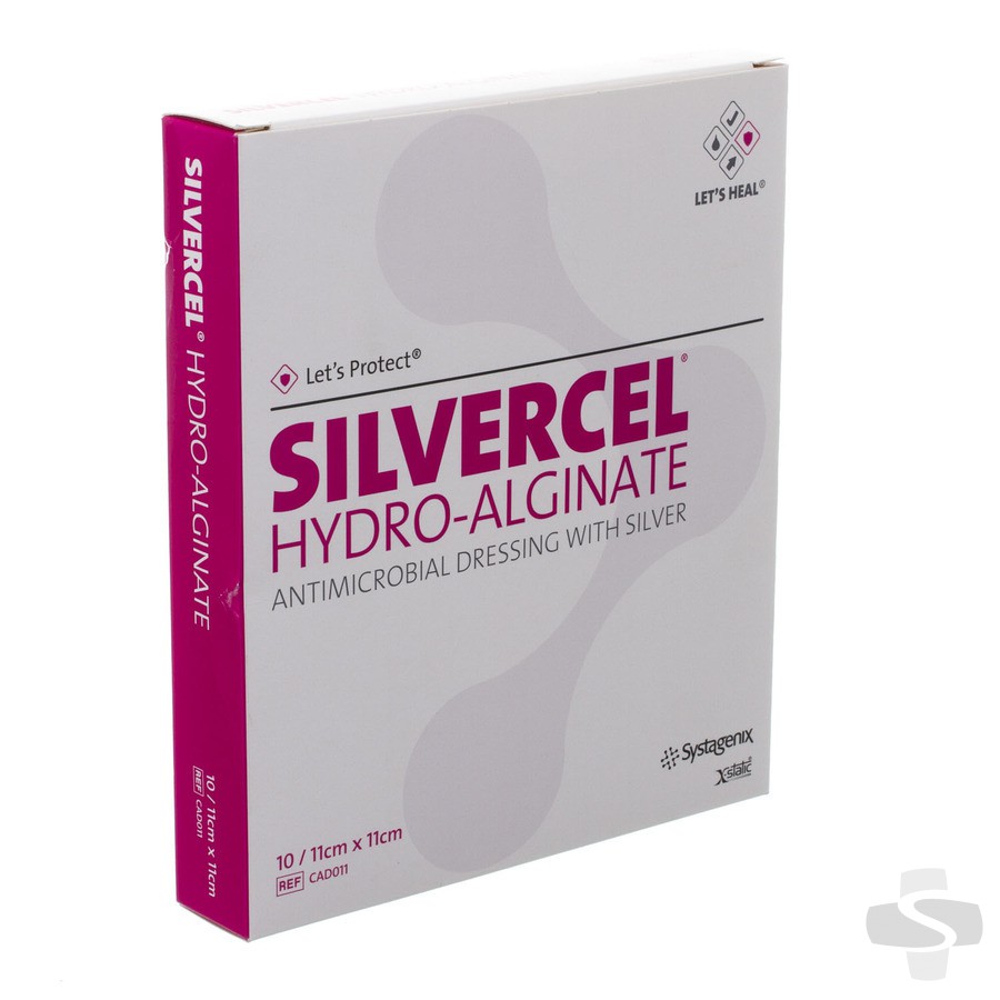 Silvercel Hydro-Alginate Antimicrobial Dressing 11cm X 11cm Sterile Non-Woven Maintains Streng