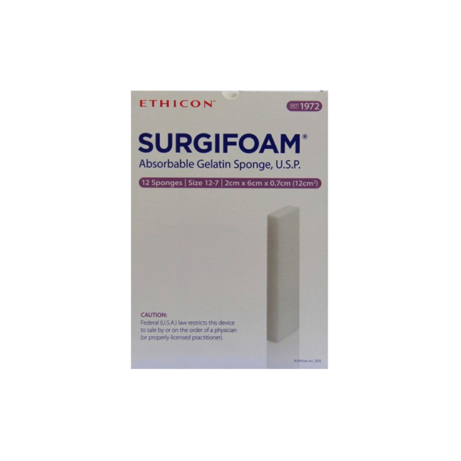 Surgifoam Absorbable Gelatin Sponge 6cml X 2cmw X 7mmh Sterile