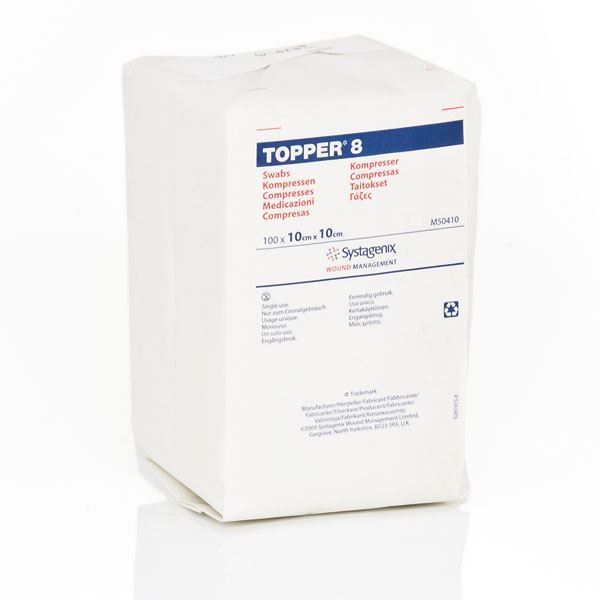 Bx100 Topper 8 Swabs (4 Ply, Non-Sterile) 10cm X 10cm