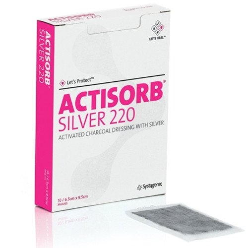 Actisorb Silver 220 Activated Charcoal Dressing With Silver 6.5cm X 9.5cm