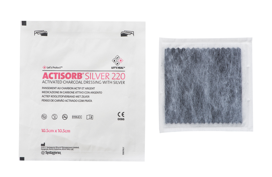 Actisorb Silver 220 Activated Charcoal Dressing With Silver 10.5cm X 10.5cm