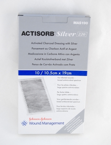 Actisorb Silver 220 Activated Charcoal Dressing With Silver 19cm X 10.5cm