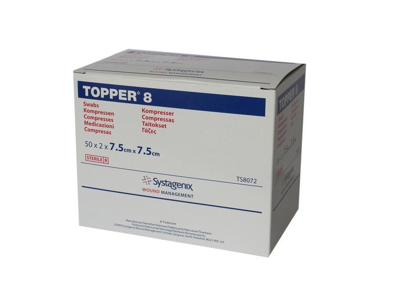 Topper? 8 Swabs (4 Ply, Sterile) 7.5cm X 7.5cm