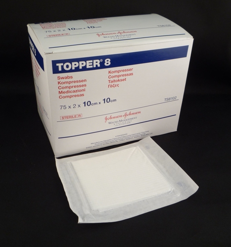 Topper 8 Swabs (4 Ply, Sterile) 10cm X 10cm