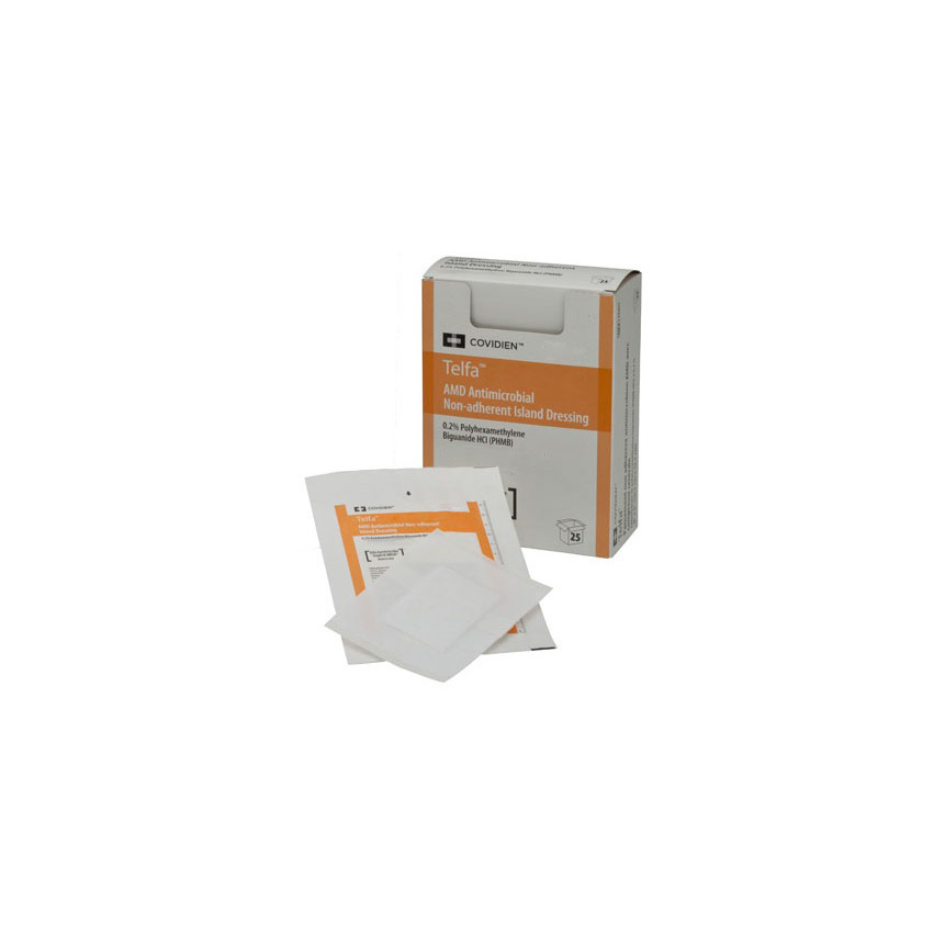 Telfa Amd Non-Adherentisland Dressing With Phmb, Antimicrobial,Sterile 4" X 8"