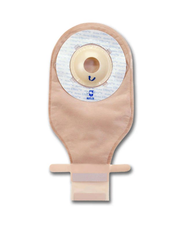 Ultralite 1 Piece Drain Pouch W/Aquatack Barrier No Filter 1 1/2" (38mm) Opaque Shallow Convex