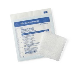 (Pk/10) Gauze Sponge 8" X 4" 100% Cotton 12-Ply X-Ray Detectable (Barium Sulfate Strands) St