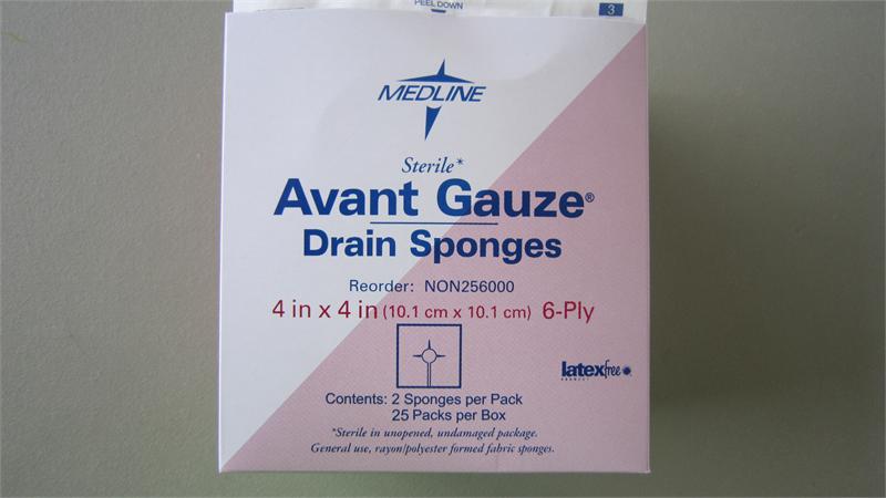 (Pk/2) Gauze Drain Sponge 4" X 4" Rayon/Polyester 6-Ply Non-Woven Sterile