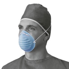 Molded Aseptex Style Face Mask With Nose Clip, Blue
