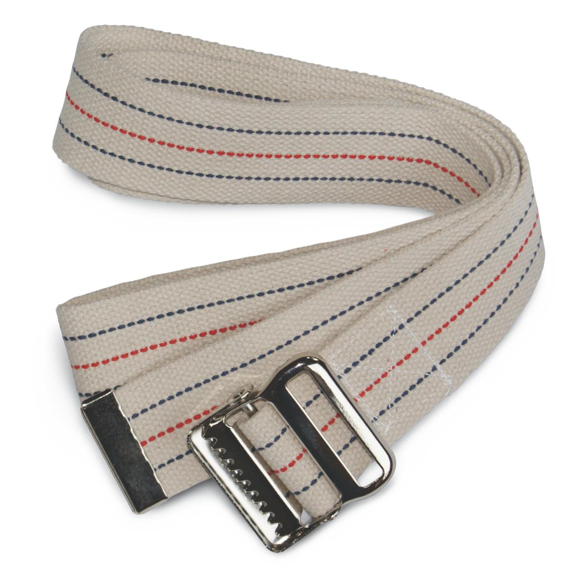 1/Ea Gait Transfer Belt, Cotton W/Buckle, Pinstripe, 60"