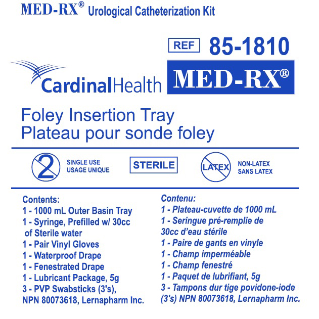 Foley Insertion Tray Urological Kit 30cc Syringe W/ Water Gloves Drape Lube Pvp Swabsticks