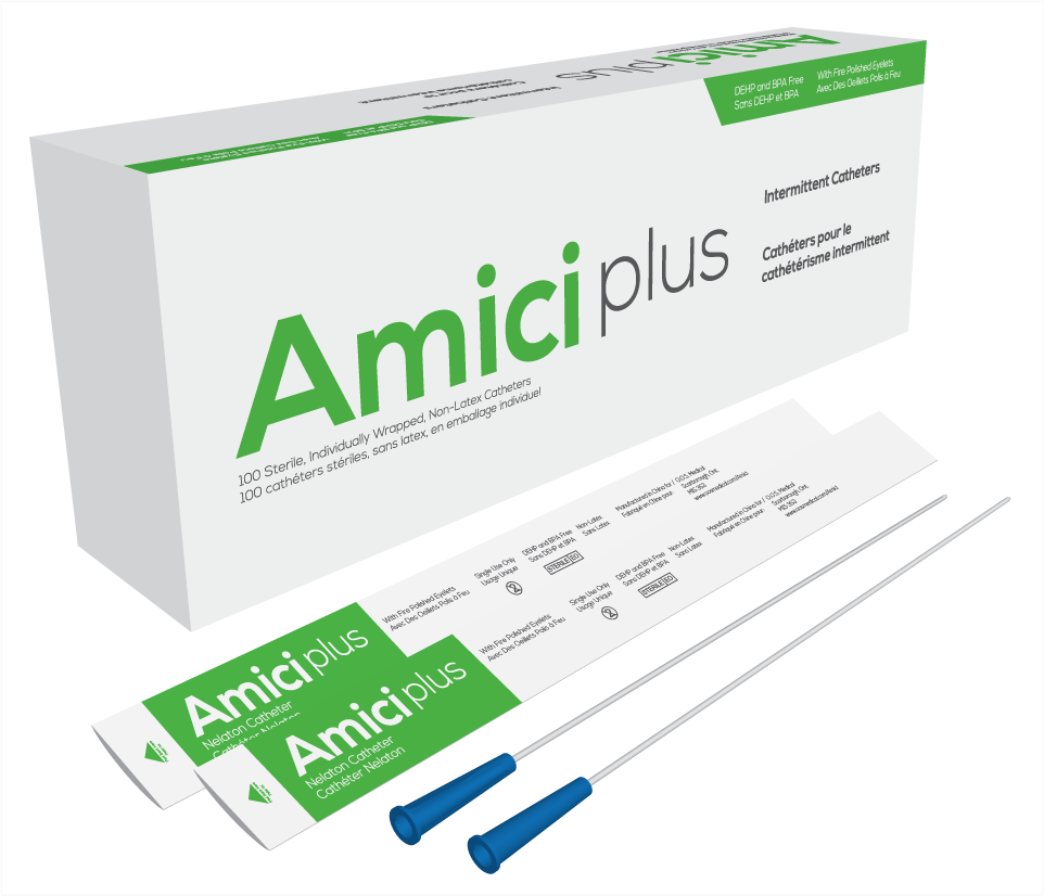 Amici Plus Male Intermittent Catheters, Size 8fr 16in