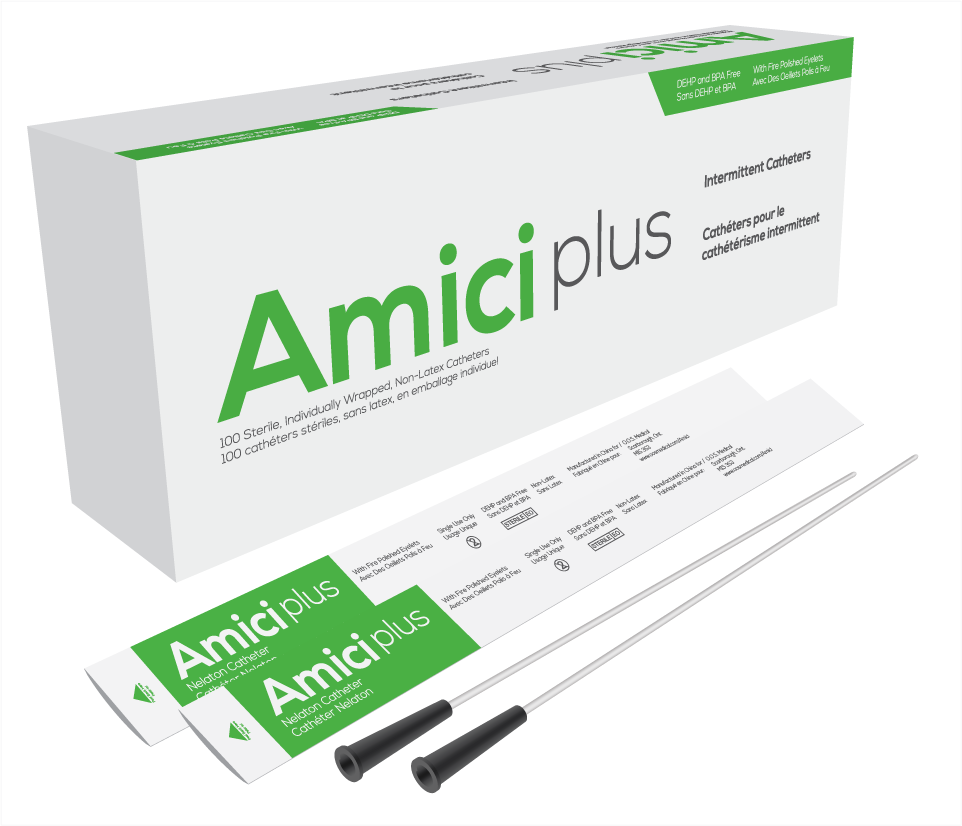 Amici Plus Male Intermittent Catheters, Size 10fr 16in