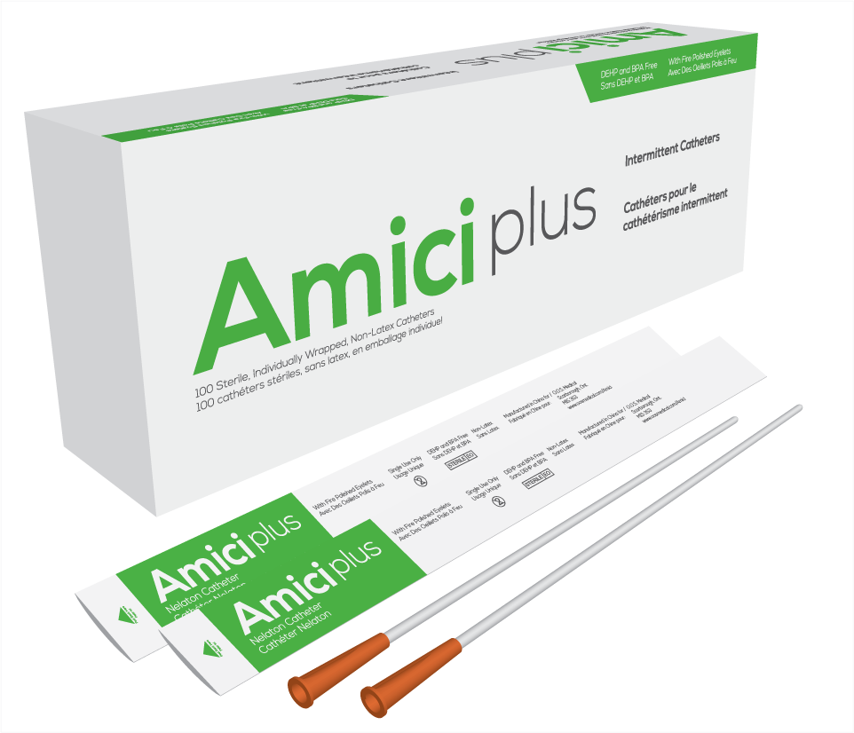 Amici Plus Male Intermittent Catheters, Size 16fr 16in