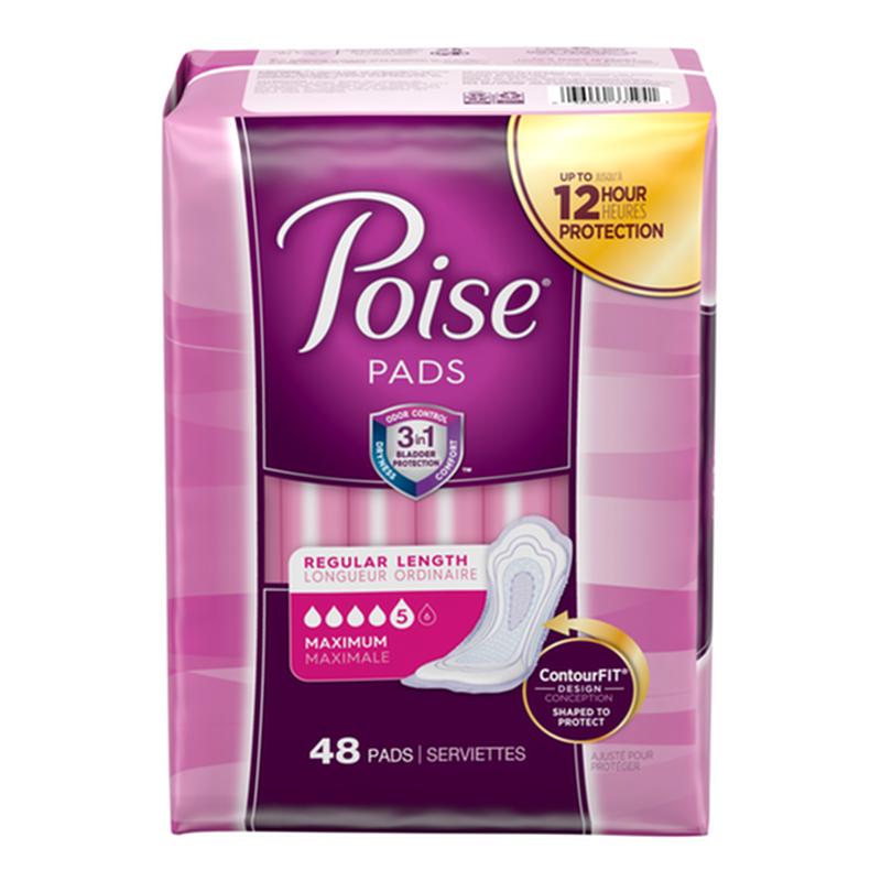 Poise Original Maximum Regular Non-Winged Pads Convenience