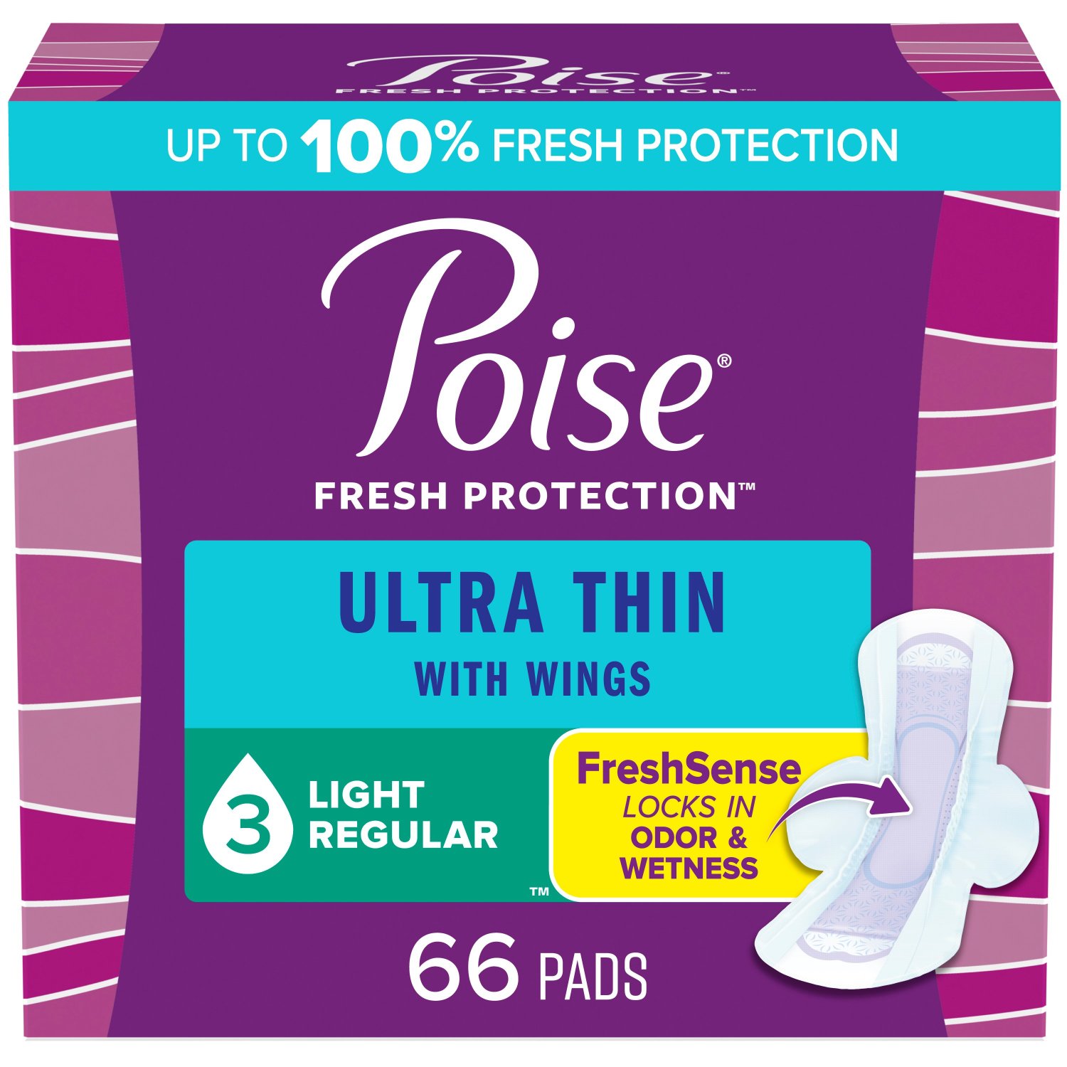 Poise Ultra Thin Light Regular Winged Pads Convenience