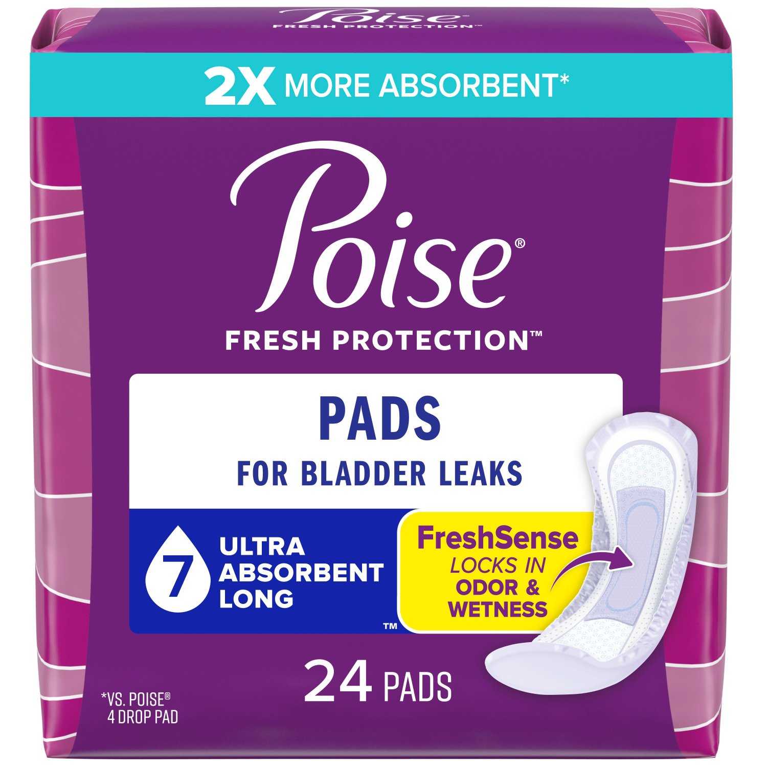 Poise Ultra Pad Fresh Protection, Long