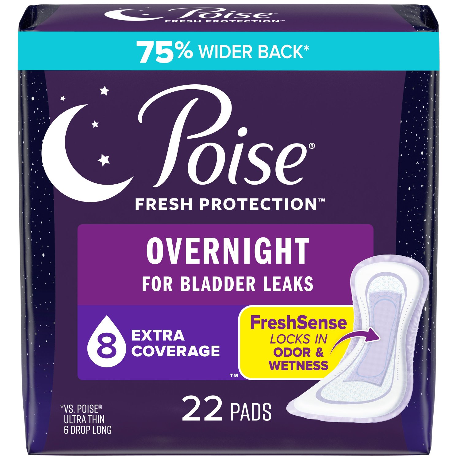 Poise Extra Coverage Pad Fresh Protection Long