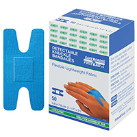 Knuckle Fabric Metal-Detectable Bandages (3.8cm X 7.6cm) Blue